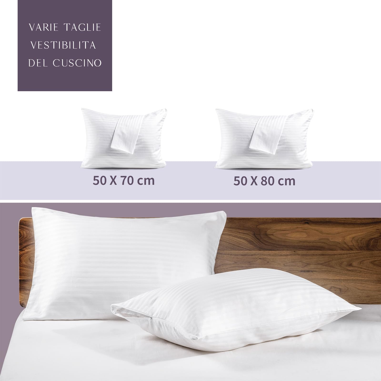 Faunna Protezione del Cuscino 50x70 cm (Set di 2) con Cerniera, 100% Cotone a Fibra Lunga, Silenzioso e Traspirante