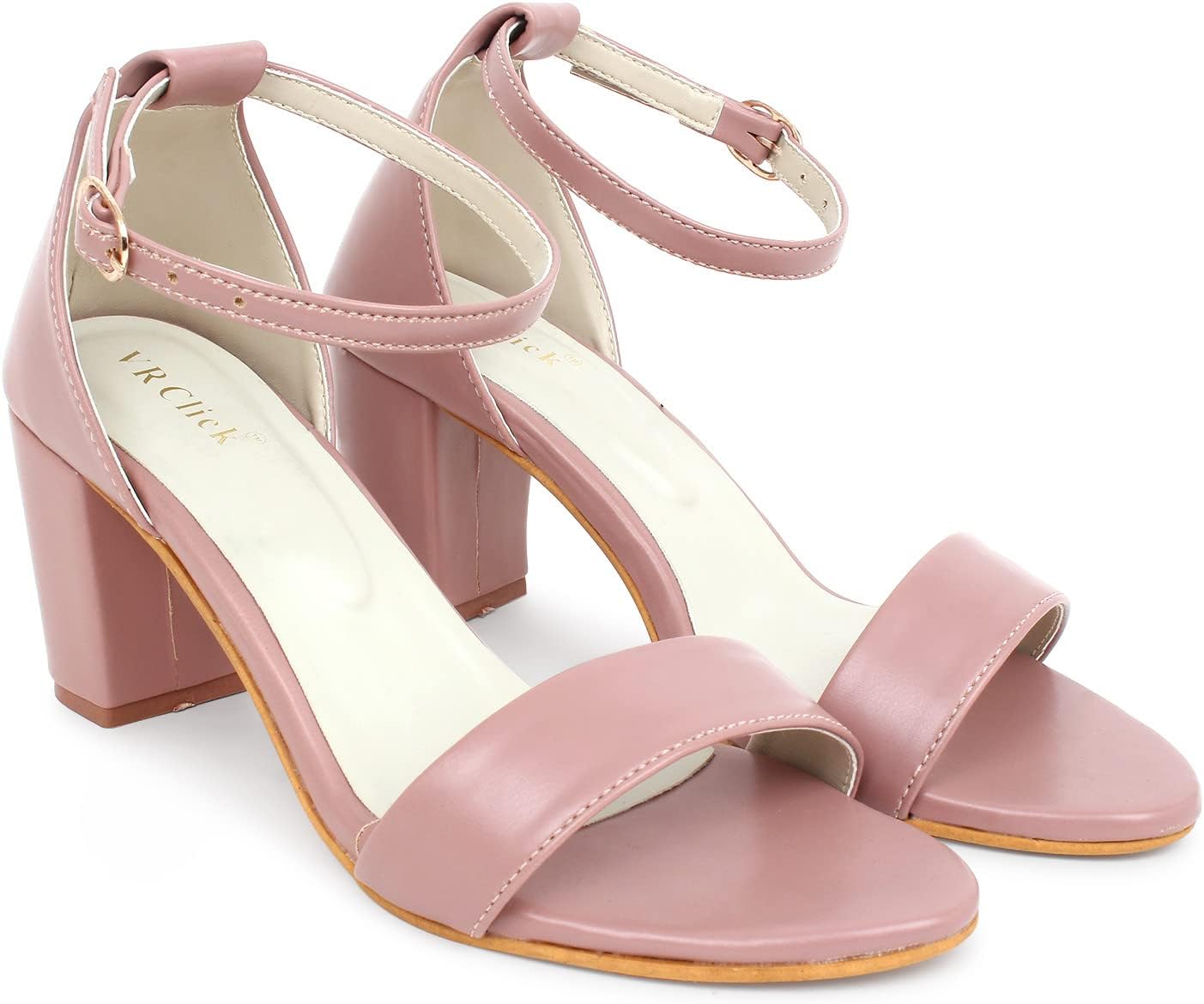 VR ClickFaux Leather Casual Block Heel Sandals, Fancy and Comfortable Heeled Sandals for Womens and Girls