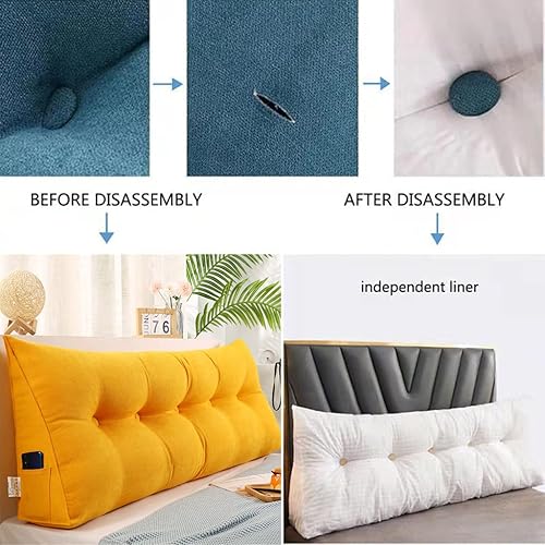 Miniatura 5 de ZZYK Almohada triangular para cabecero, cojín triangular de color sólido, almohada de cuña de soporte de posicionamiento grande para sofá cama con