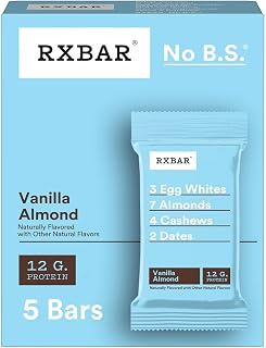 RX-BAR Protein Bars, 12g Protein, Gluten Free Snacks, Vanilla Almond, 9.15oz (5 Bars)