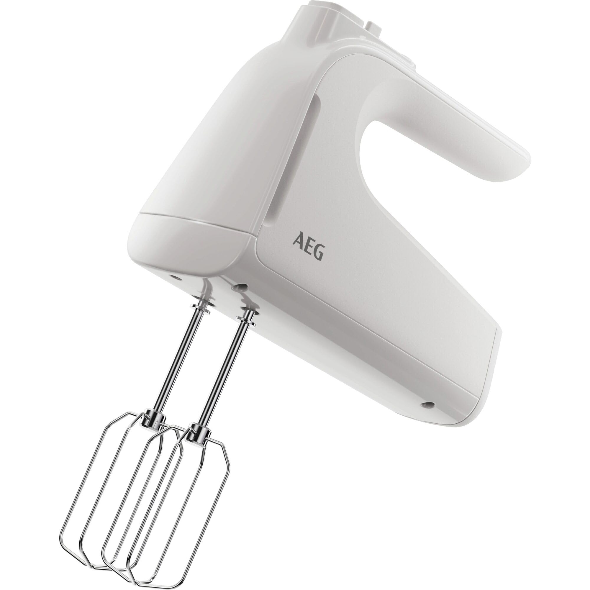 AEG Batidora de Mano con Varilllas AHM4W, 500W, 5 Velocidades, Función Turbo, Ideal para Mezclar, Amasar, Triturar y Batir, Accesorios Inox, Apta para Lavavajillas, Blanco