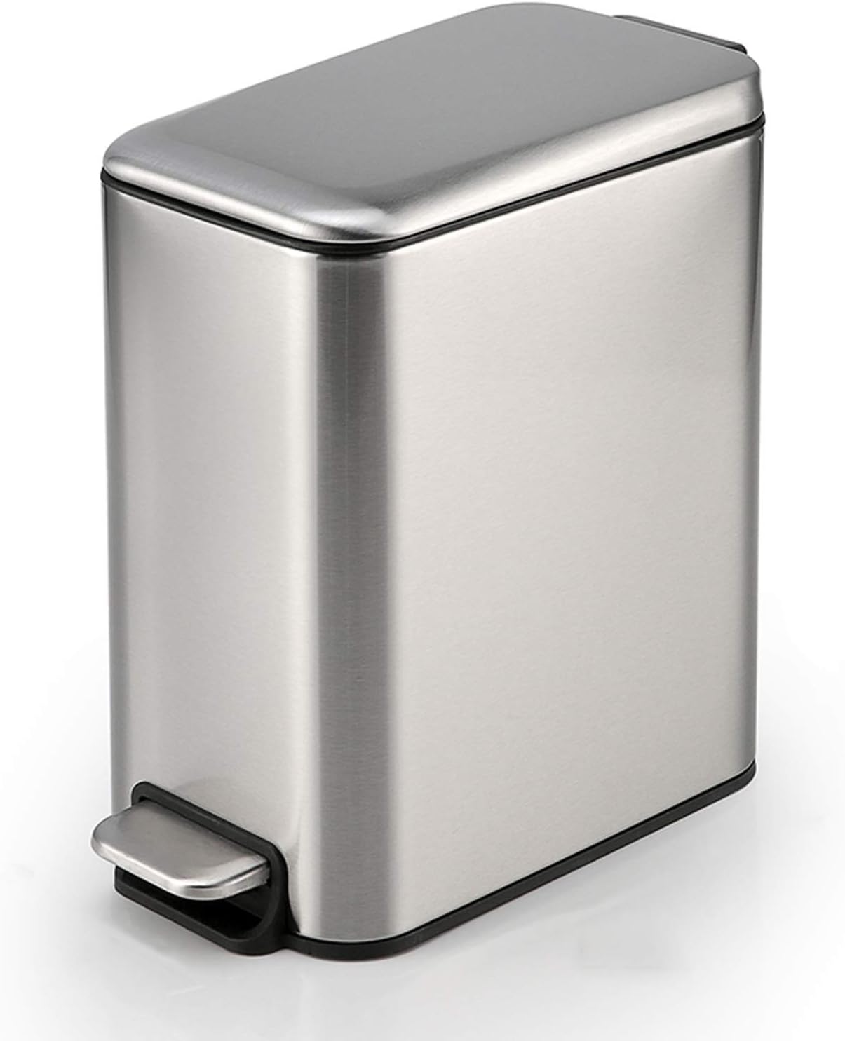 Garbage Recycling Bin Stainless Steel Narrow Trash Can Household Pedal Type Garbage Can with Cover,5L/1.3 Gallon Trash Can
