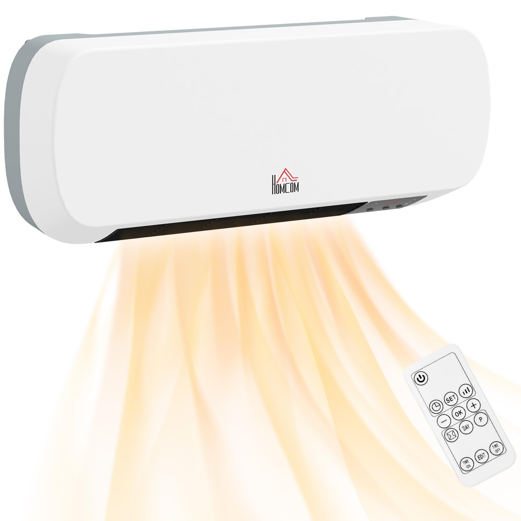HOMCOM Electric Heater 2000W Wall Mounted Ceramic Space Heater Timer White โ image 1