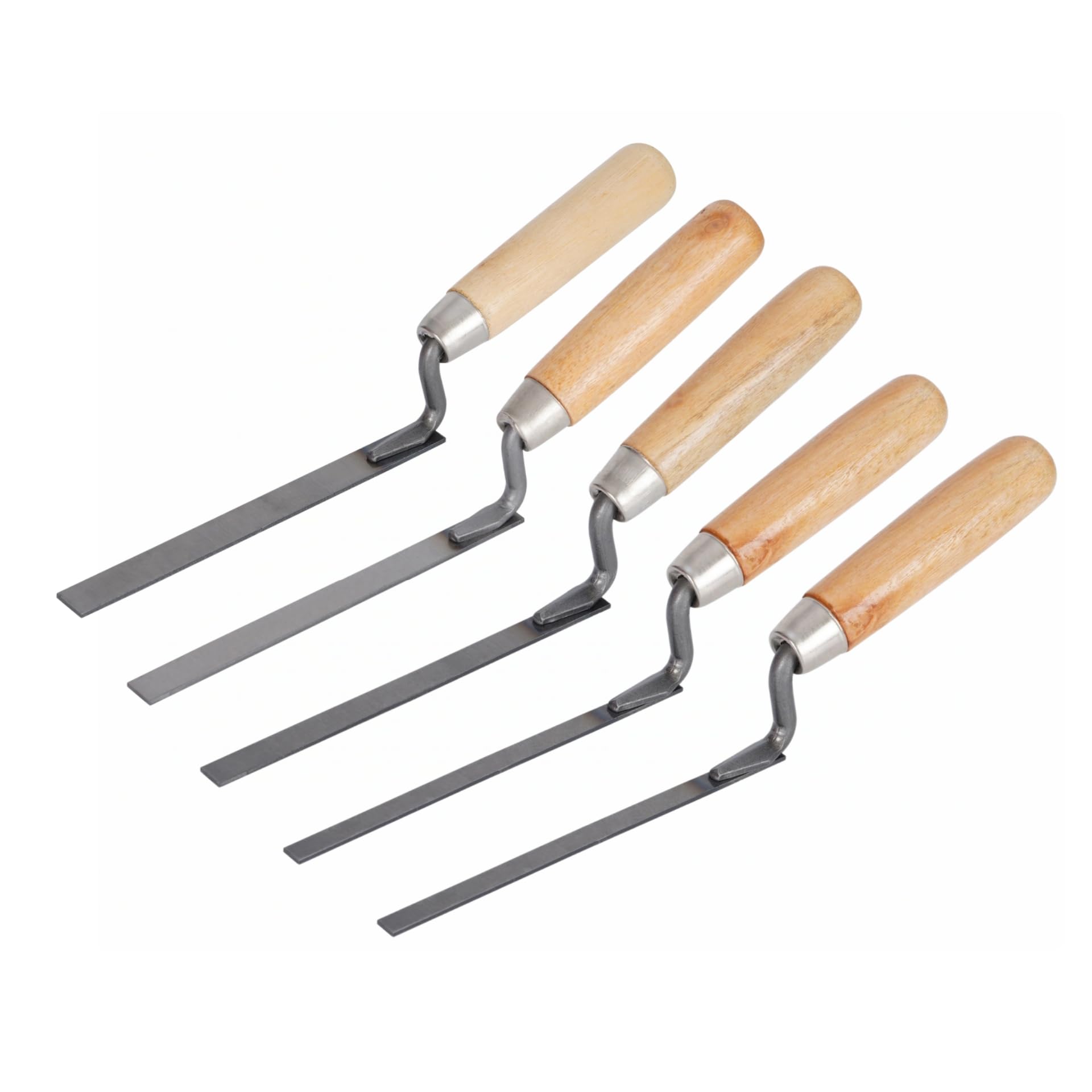 LEBKFT 5 Pcs Pointing Trowel Set, Stainless Steel Finger Trowels with Wooden Handle Brick Tiling and Masonry Pointing Tool for Repointing Gap Filling and Brickwork Repair DIY and Masonry Work