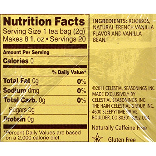 Celestial Seasonings Rooibos Tea, Madagascar Vanilla 20 ea