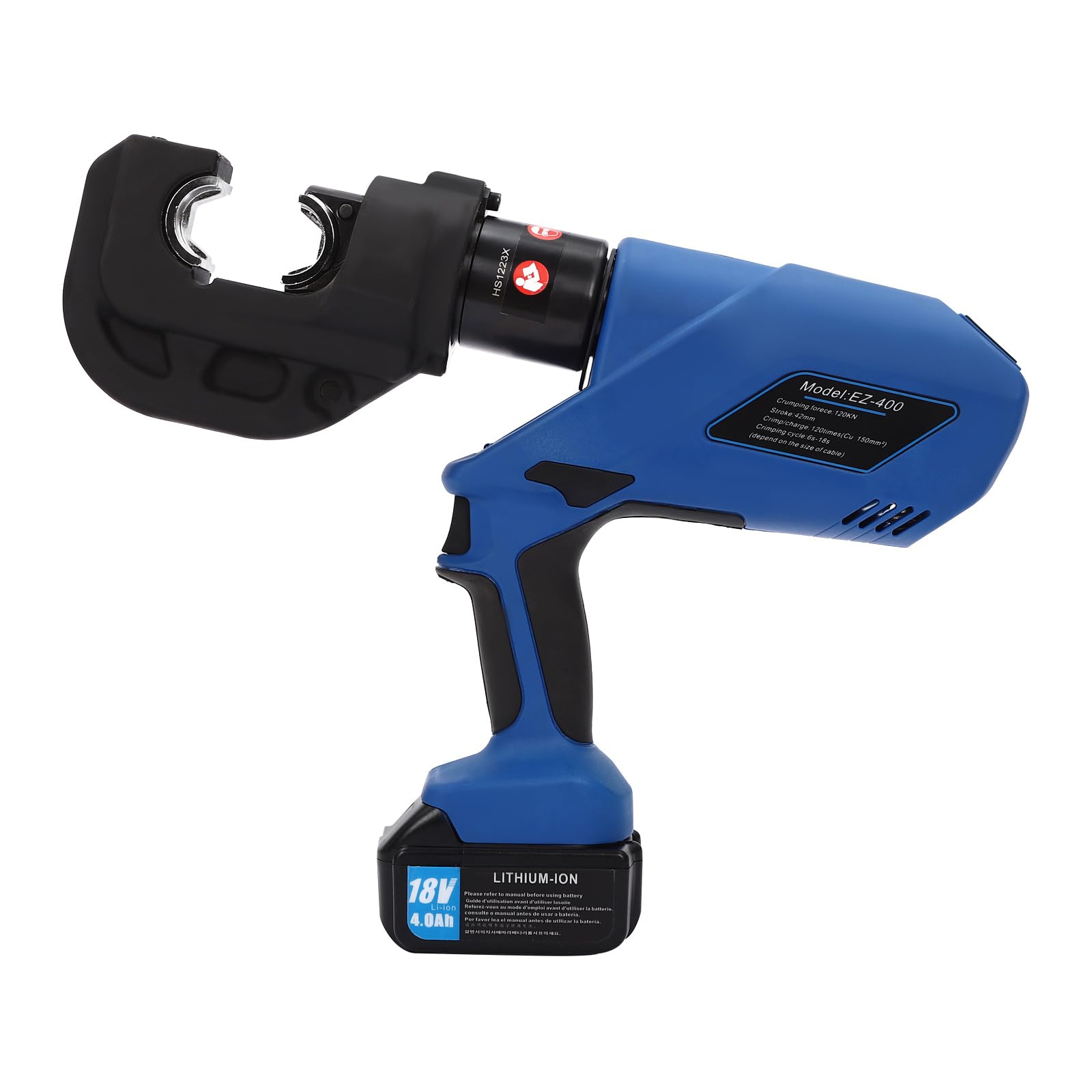 Akumulatorowa szczypce zaciskowe hydrauliczne z akumulatorem litowym 18 V do kabla do 400 mm² elektryczne narzędzie do zaciskania dla przemysłu elektrycznego telekomunikacji budowlanej