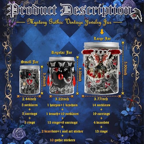 Image of SMUOBT Mystery Jewelry Jar Bundle - Surprise Vintage Jewelry Box for Women,Gift Jewelry Set (Necklace, Earrings, Rings,Kracelet,Keychain) - Unique Birthday Gift for Women