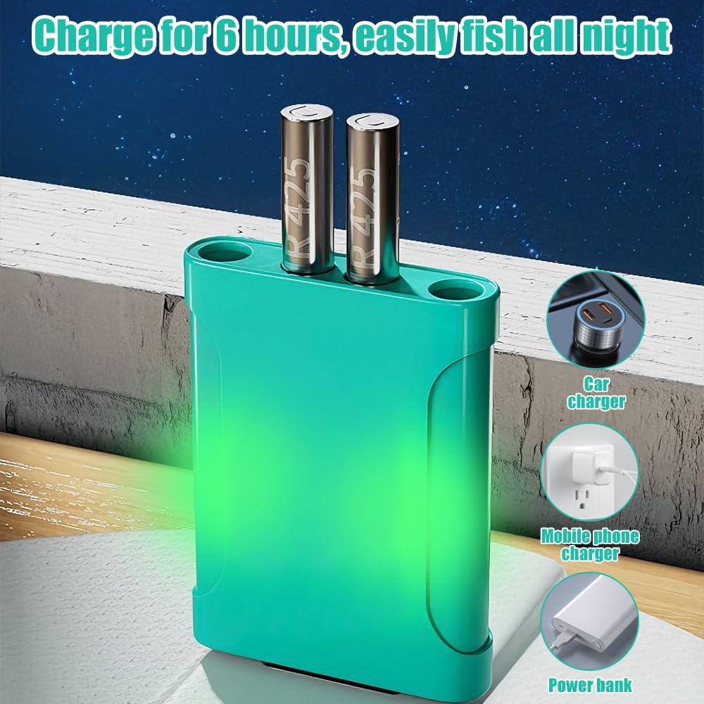 LYPPUL 10 Stück LED Posen Angeln Batterie, Aufladbar Akku für Angelposen mit Ladegerät, Wiederaufladbare CR425 USB Angelposen Akku für Angelposen Angeln Schwimmer LED Angel Posen Leuchtpose Angeln - 4