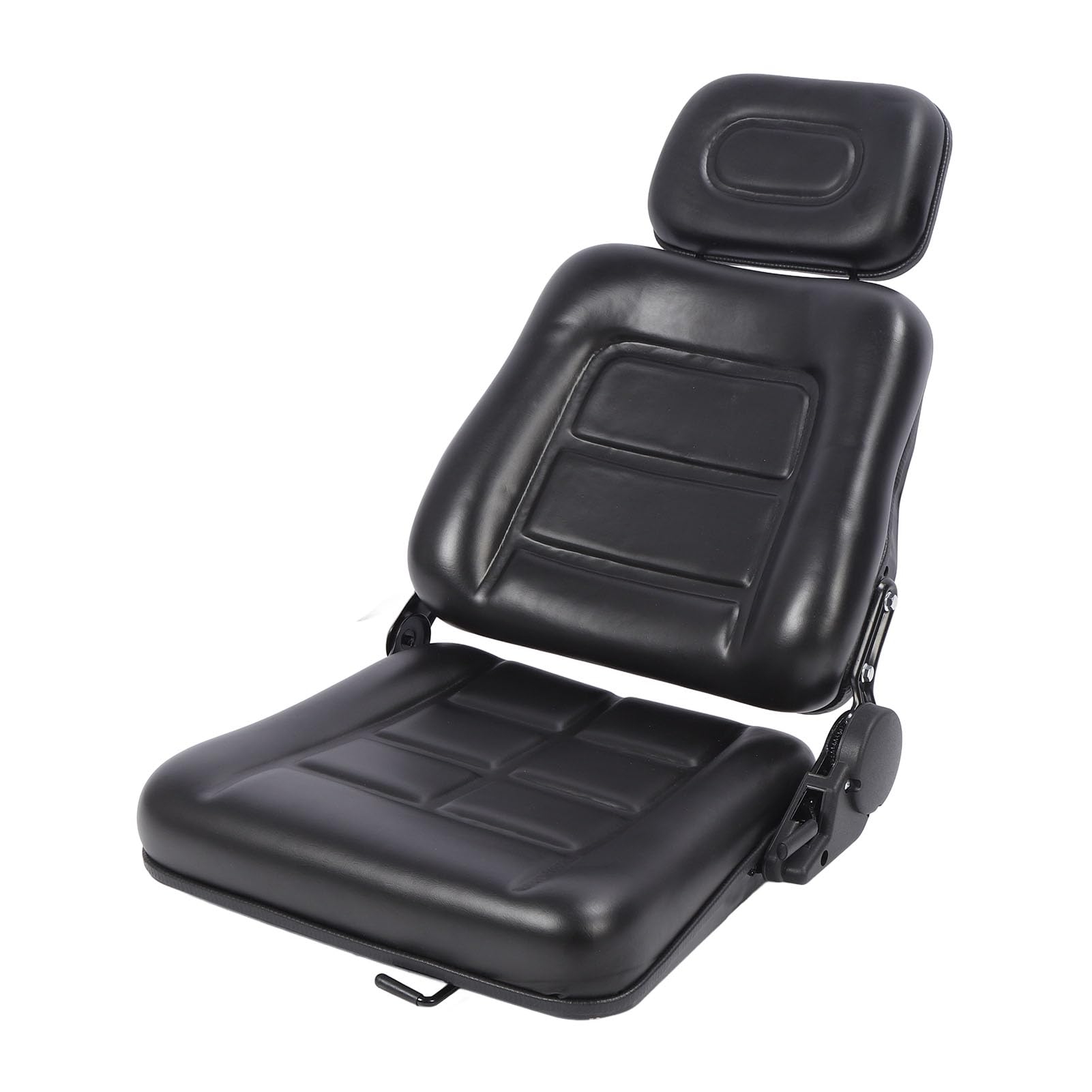 Aramox Asiento de Tractor, Asiento de Cortacésped Plegable de Cuero de PVC, Rango de Deslizamiento de 8 Cm, Ajustable de 30 a 180 Grados para Carretilla Elevadora, Tractor, Cortacésped, Cargador