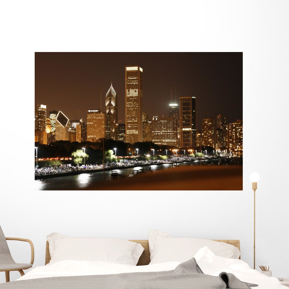 Wallmonkeys Chicago Skyline Wall Decal Peel and Stick Graphic WM209357 (60 in W x 40 in H)