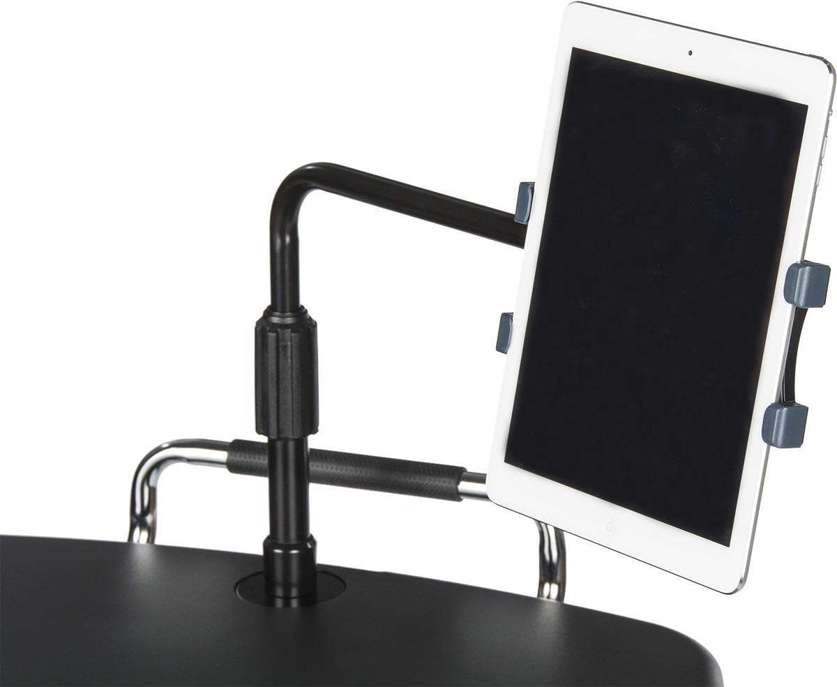 Displays2go, Rolling Laptop Stand, Polypropylene and ABS Plastic Construction, Floor Standing – Black and Gray Finish (ADTMWSG7)