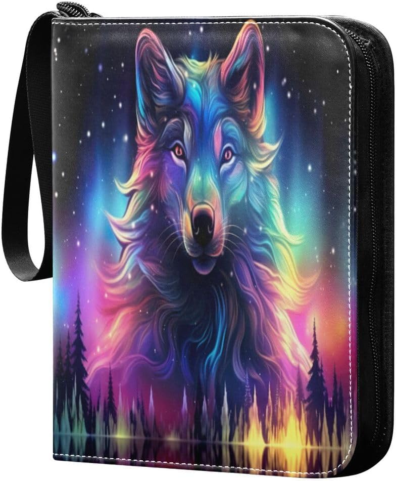 Nander Starry Sky Fantasy Wolf Card Binder 400 Pockets,Trading Card Binder with Sleeves, Baseball Card Binder, Trading Card Albums Sports Card Binder Collectible for Football Card, Game Card