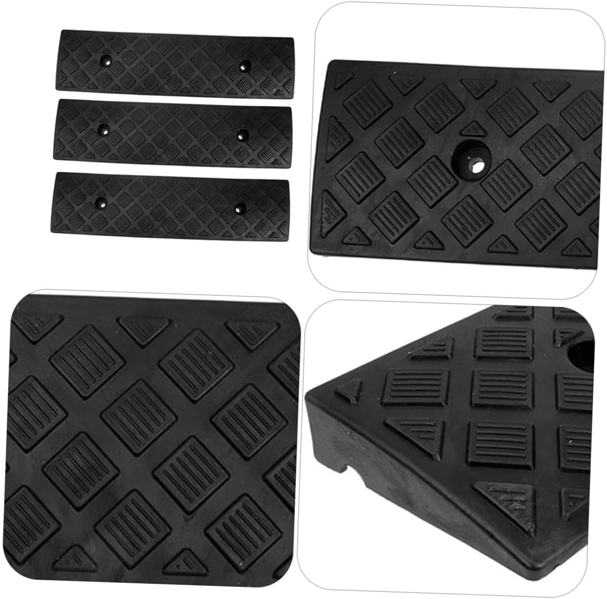 CHILDWEET 3pcs Durable Curb Ramp Driveway Mat for Truck Loading Wheelchair Access Cable Protection Textured Drive Over Protector for Stairs and Curbs