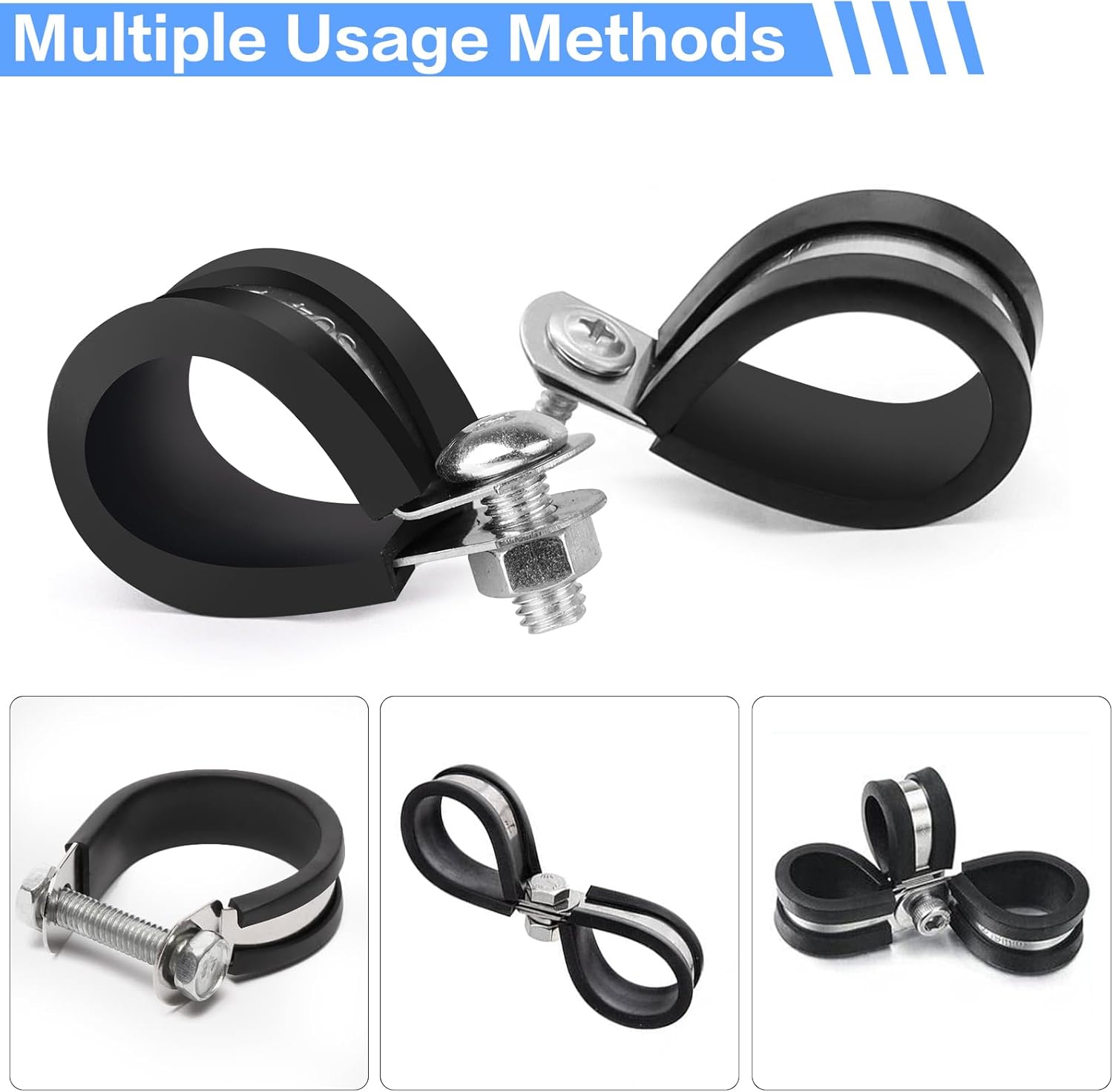 292PCS Cable Clamps Assortment Kit, 10 Sizes-1/4 5/16" 3/8" 1/2" 5/8" 3/4" 1" 1-1/4" 1-1/2" 1-3/4" 304 Stainless Steel Pipe Clamp with 2 Kinds of Screws for Hose,Tube,Automotive,Fuel Line