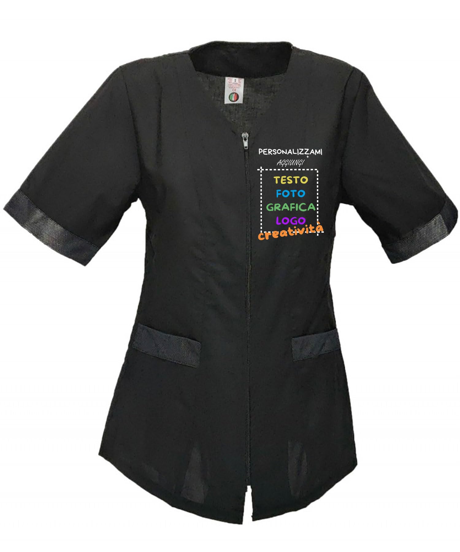 fratelliditalia.org Camice da donna zip estetista taglie da S a XXL colore bianco o nero Personalizzazione inclusa made in italy