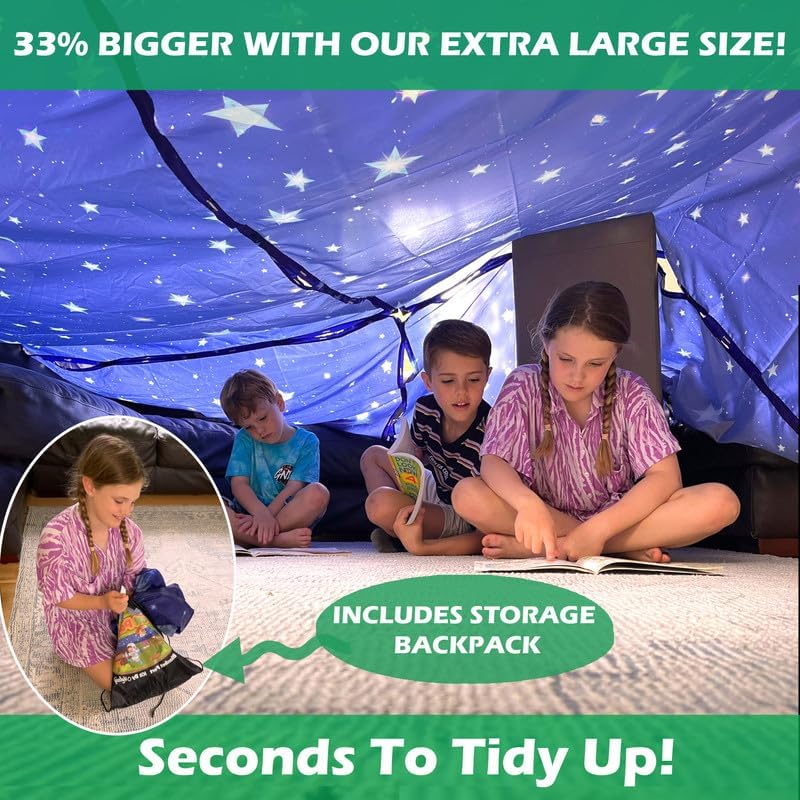 Molcey Blanket Fort Building Kit for Kids 4-8 8-12+ - Build a Kids Fort Blankets for Kids - Ultimate Kids Forts Indoor/Outdoor Fort - Girls/Boys Toys Age 4-5 6 7 8-12 Year Old Indoor Fort for Kids