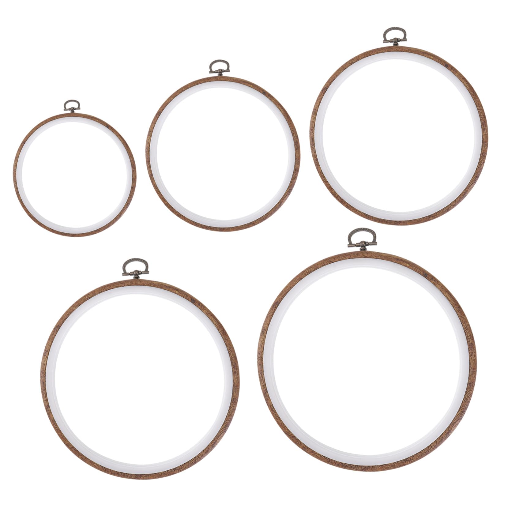 Holibanna 5 piezas Aros Bordado Redondos Plástico Imitación Madera para Punto Cruz Manualidades Regalo Cumpleaños