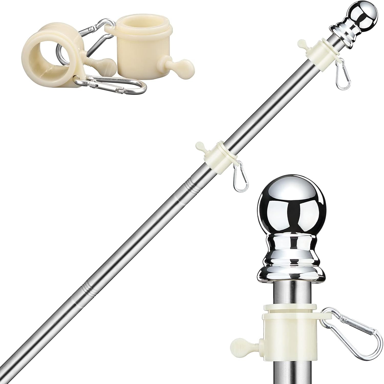 FLY HAWK Flag Pole - 6FT Flagpole Kit for American Flag - 3x5 4x6 Flag Heavy Garden flagpole-Professional Metal Flag Pole for House Garden Yard Residential or Commercial Black(Flag Pole only) : Patio, Lawn & Garden