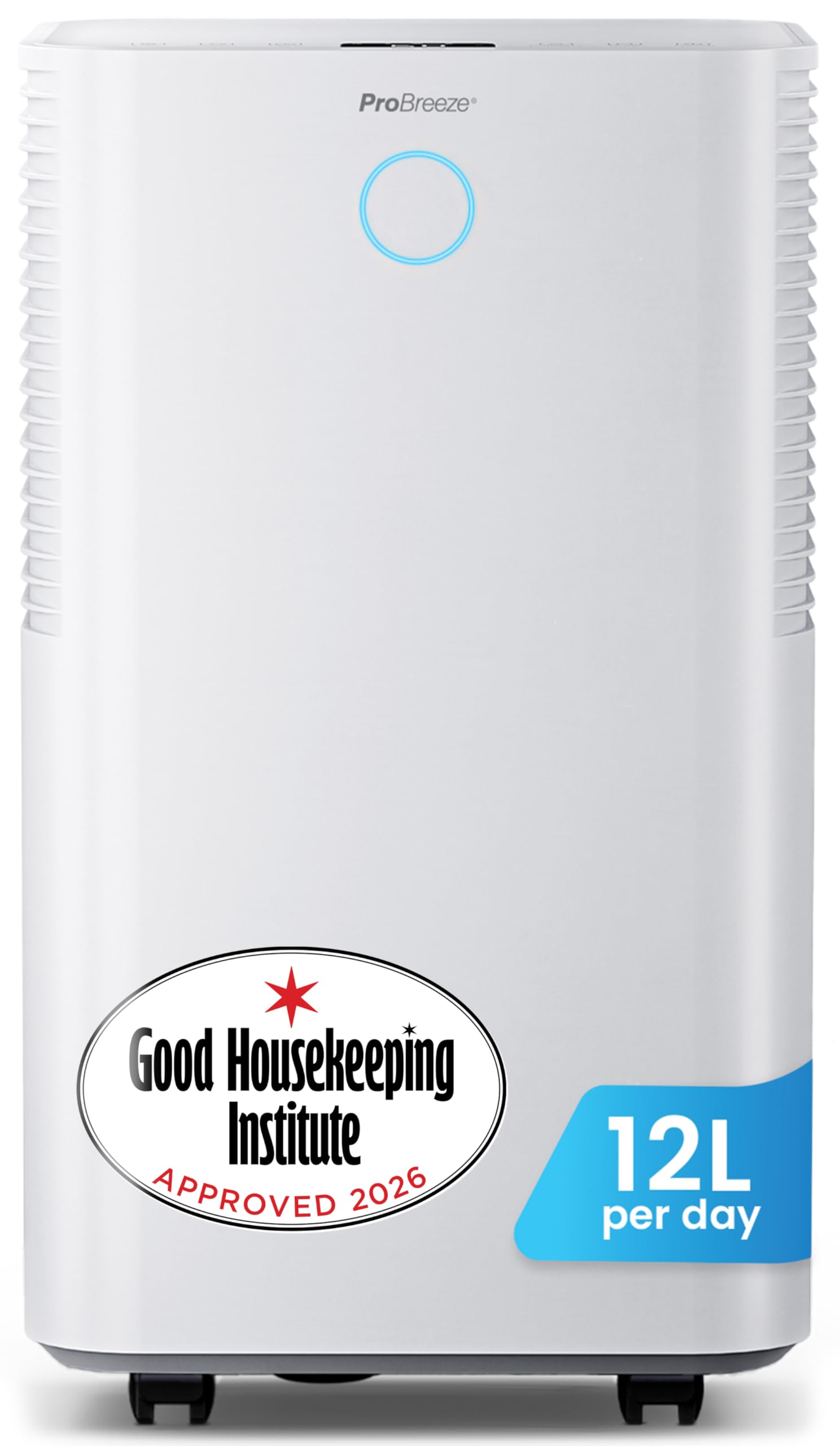 Pro Breeze® OmniDry 12L/Day Dehumidifier with Automatic Humidity Sensor & Display, 24Hr Timer, Laundry Drying, Continuous Drainage (White, 12 Litre)