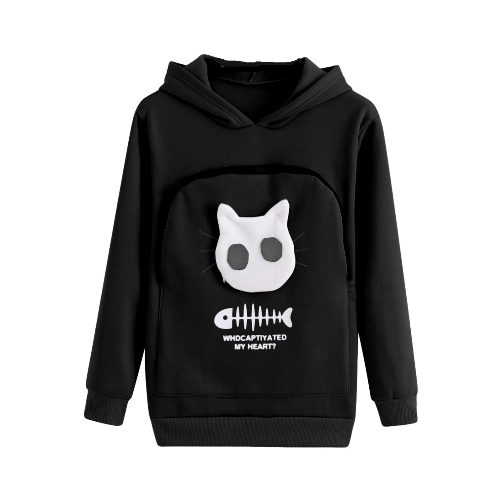 Fluffsy Cat and Dog Pouch Hoodle,Cat Dog Kangaroo Pouch Holder Sweatshirt,Casual Sweatshirt Unisex