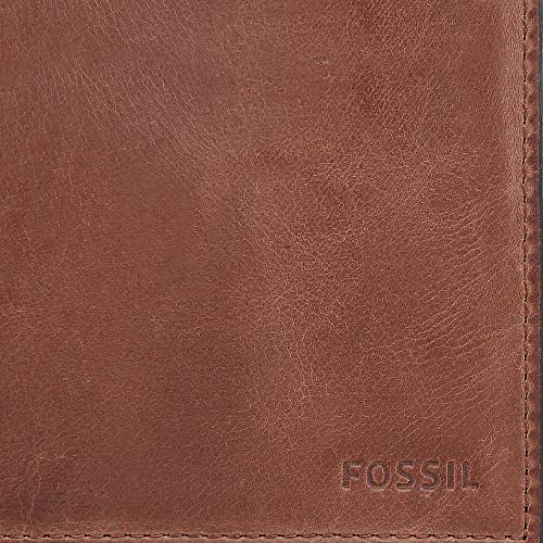 Image of Fossil Men's Wallet, Derrick Leather RFID-Blocking Wallet, Bifold with Coin Pocket, Brown