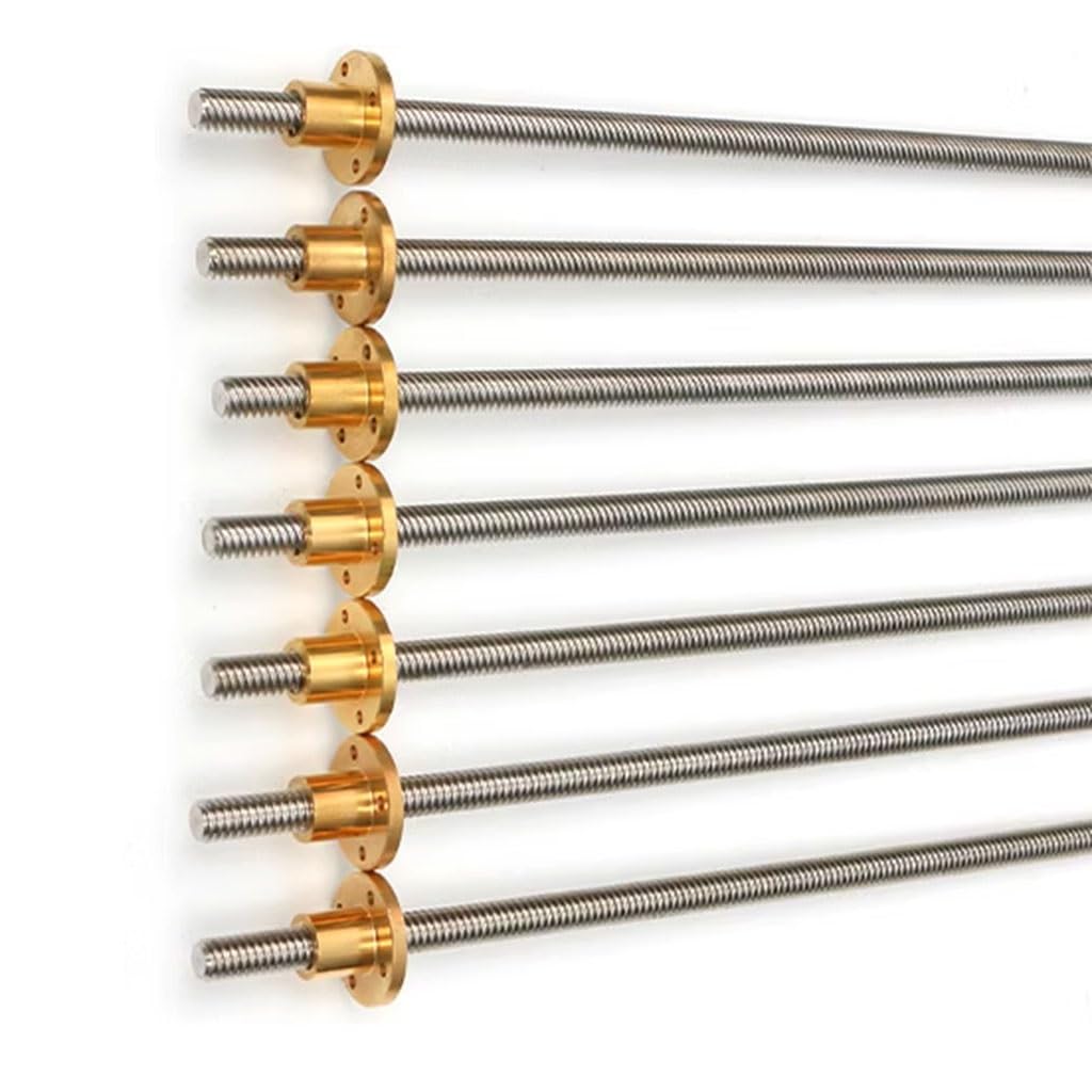 Varilla roscada de acero inoxidable, 1 pieza T10 de acero inoxidable for impresora 3D CNC, longitud 100, 200, 300, 400, 500, 600, 700, 800, 1000 mm, paso de 10 mm, tornillo y tuerca de cobre.