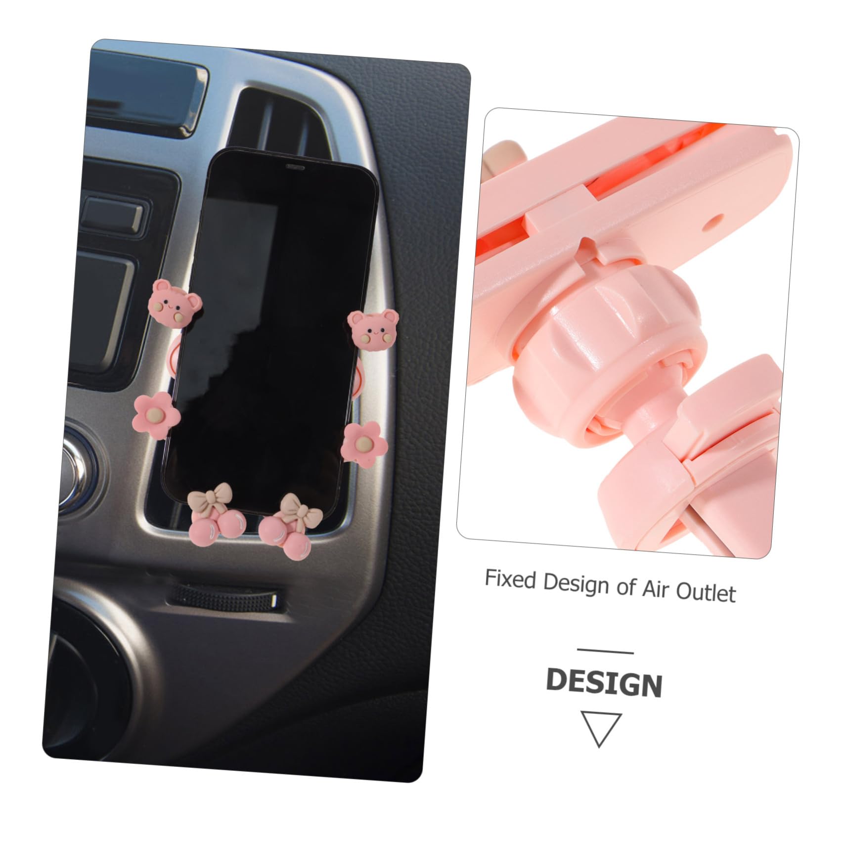 HOMSFOU 4pezzi Supporto Telefonico Per Auto Con Orsetto Cartoon Supporto Per Smartphone Facile Da Installare e Rimuovere Clip Per Bocchette Aria Design Elegante e Funzionale Per Tutti