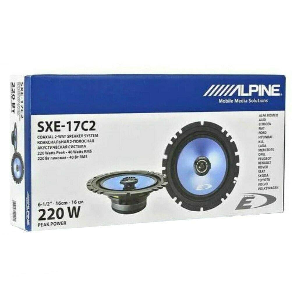Coaxial 2 Altavoces Compatible con Alpine SXE-17C 2 2 vías 16,50 cm 165 mm 6,5" 40 vatios rms 220 vatios máx Carcasas estándar para Coche, por par