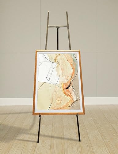 Miniatura 4 de SULIANG Caballete de metal con soporte de cadena para espejo, caballetes de suelo de hierro para exhibir letreros de boda, caballetes ajustables de