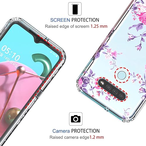 Miniatura 2 de Funda para LG K51, para LG Reflect Case, para LG Q51 Funda transparente para niñas, TPU suave 360 cuerpo completo a prueba de golpes híbrido