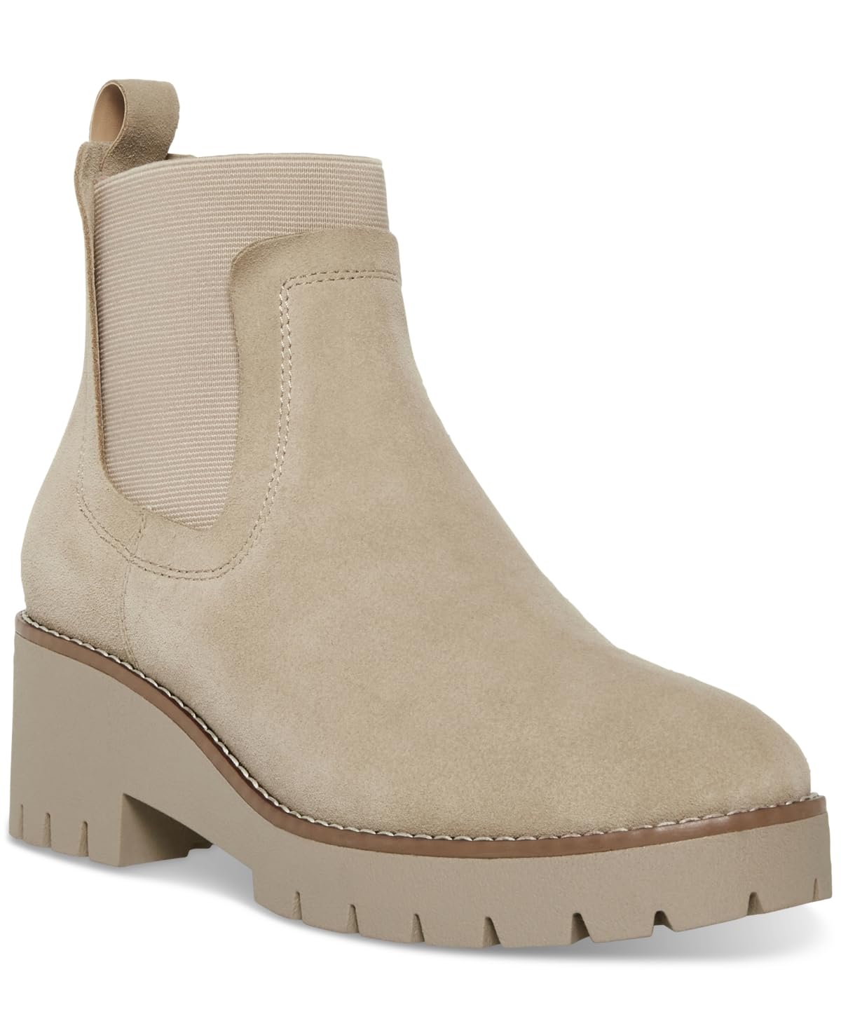 Womens Green Chelsea Water Resistant Slip Resistant Demi Round Toe Wedge Leather Booties - Sand Suede 6 Medium