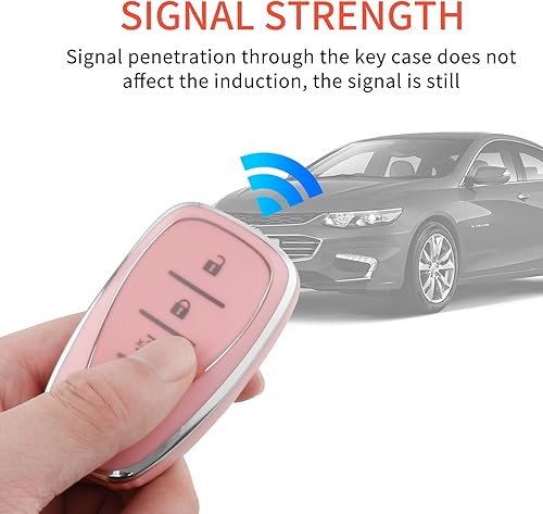Miniatura 5 de YO&YOYE Funda para llavero Chevy con llavero, funda de protección de TPU suave rosa para Chevy Chevrolet Malibu Equinox Traverse Camaro Cruze Blazer