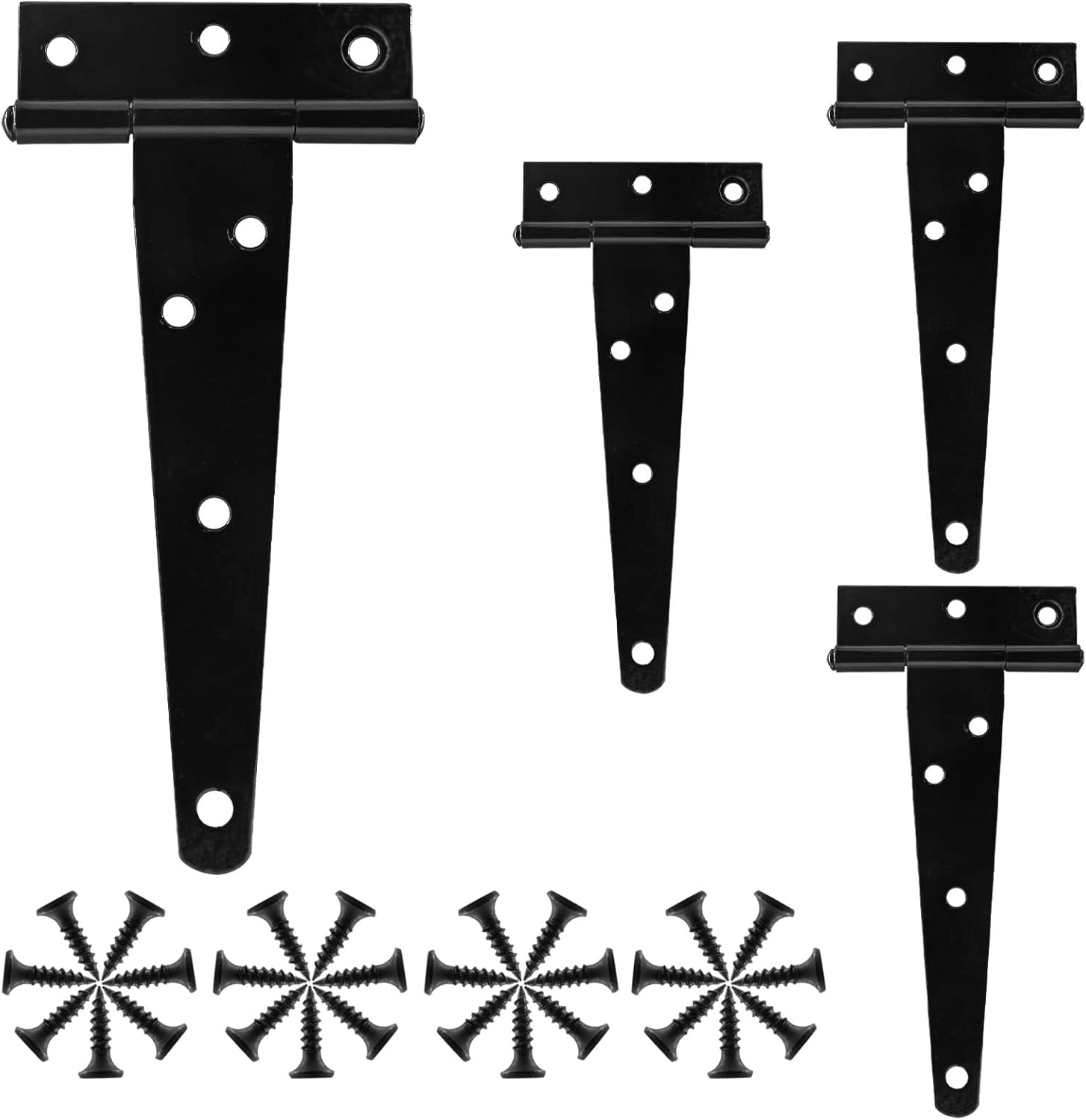 Murtenze 4Pack 5 Inch Black TStrap Shed Hinge,Barn Door Hinges Heavy