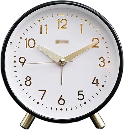Miniatura 1 de Reloj despertador para dormitorio de 4.5 pulgadas, reloj despertador silencioso sin tictac con luz de fondo, funciona con pilas, reloj despertador