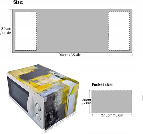 Miniatura 8 de Cubierta superior para horno de microondas, protector de lino a prueba de polvo, cubierta decorativa para electrodomésticos de cocina con bolsillos