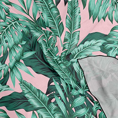 Women's Graphic Print Premium Silk, Tropical Green Leaves Silk Scarf Square, 24X24 Inches #TOP3