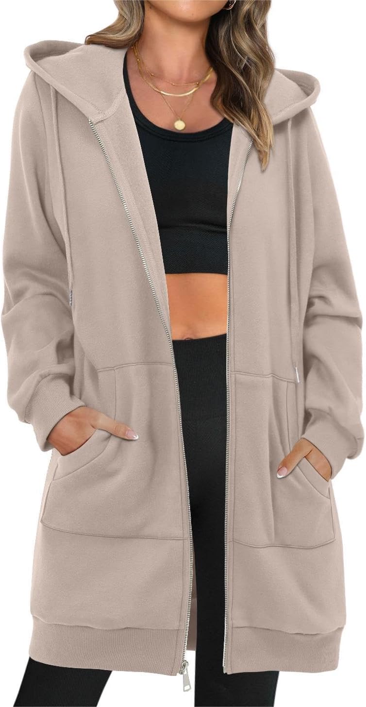 StunShow Women’s Zip Up Hoodies Oversized Fleece Long Sleeve Sweatshirts Casual Fall Jacket Coat with Pocket(S-3XL)