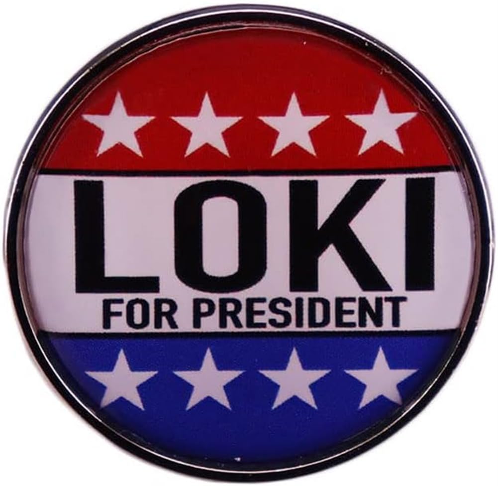 Sponsored Ad – Loki for President Badge - Round Enamel Pin for Clothing, Hats, Bags & Accessories