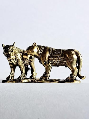 Miniatura 4 de Lleva la buena fortuna a casa con nuestra estatua de tigre dorado de latón en miniatura, adorno de animal Feng Shui para decoración artística del