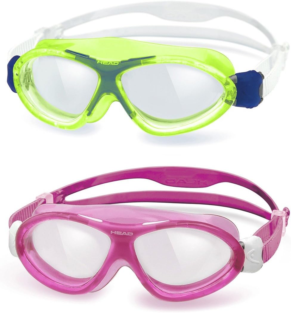Head Junior KIDS Seal 2 Pack Swim Goggles, Clear Lens, Lime & Pink