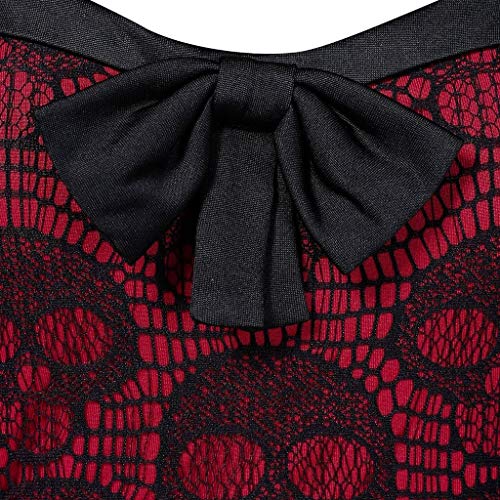 Beonzale Halloween Women Plus Size Clothing Lace Insert Mock Button Bowknot Dress Red steampunk buy now online Beonzale Halloween Women Plus Size Clothing Lace Insert Mock Button Bowknot Dress Red steampunk buy now online