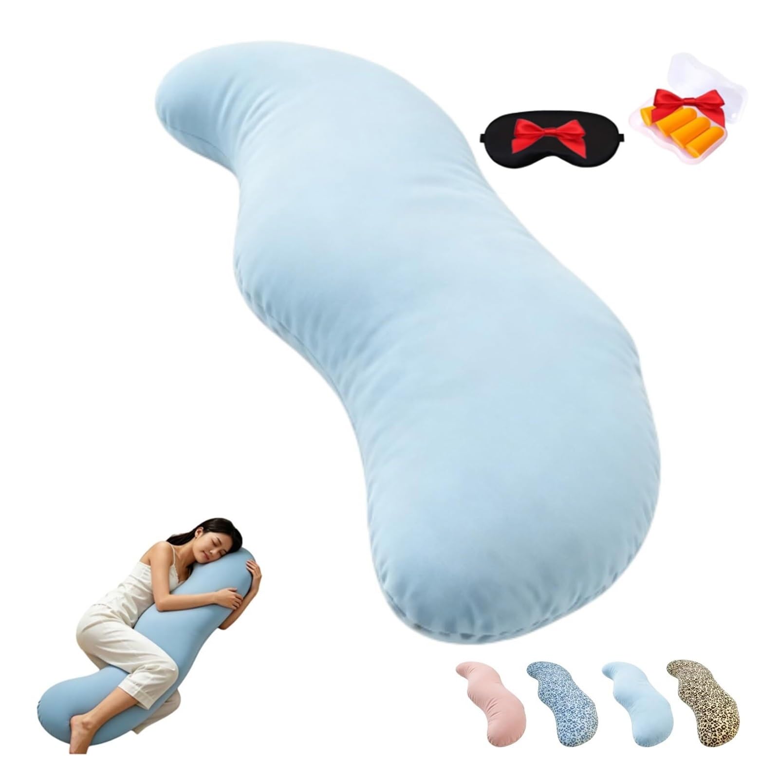 sloiaz Pea Pod Body Pillow for Adults,Body Cooling Pillow, Pea Pod Body Pillow for Side Sleeper, Pea Pods Long Bodys Pillows for Sleeping, Soft Ergonomic Pillow(Blue)