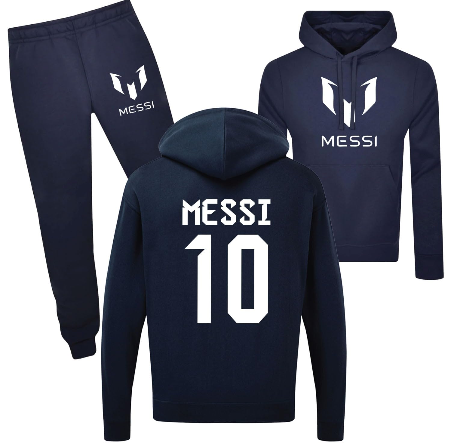 B&S TrendzCR7 Ronaldo Kids Messi Logo Printed Fun Football Game Fan Tracksuit Set Messi 10 Inspired kit Messi Football fan apparel Messi logo hoodie Messi-inspired Long Sleeves hoodie Boys tracksuit 5-13 years