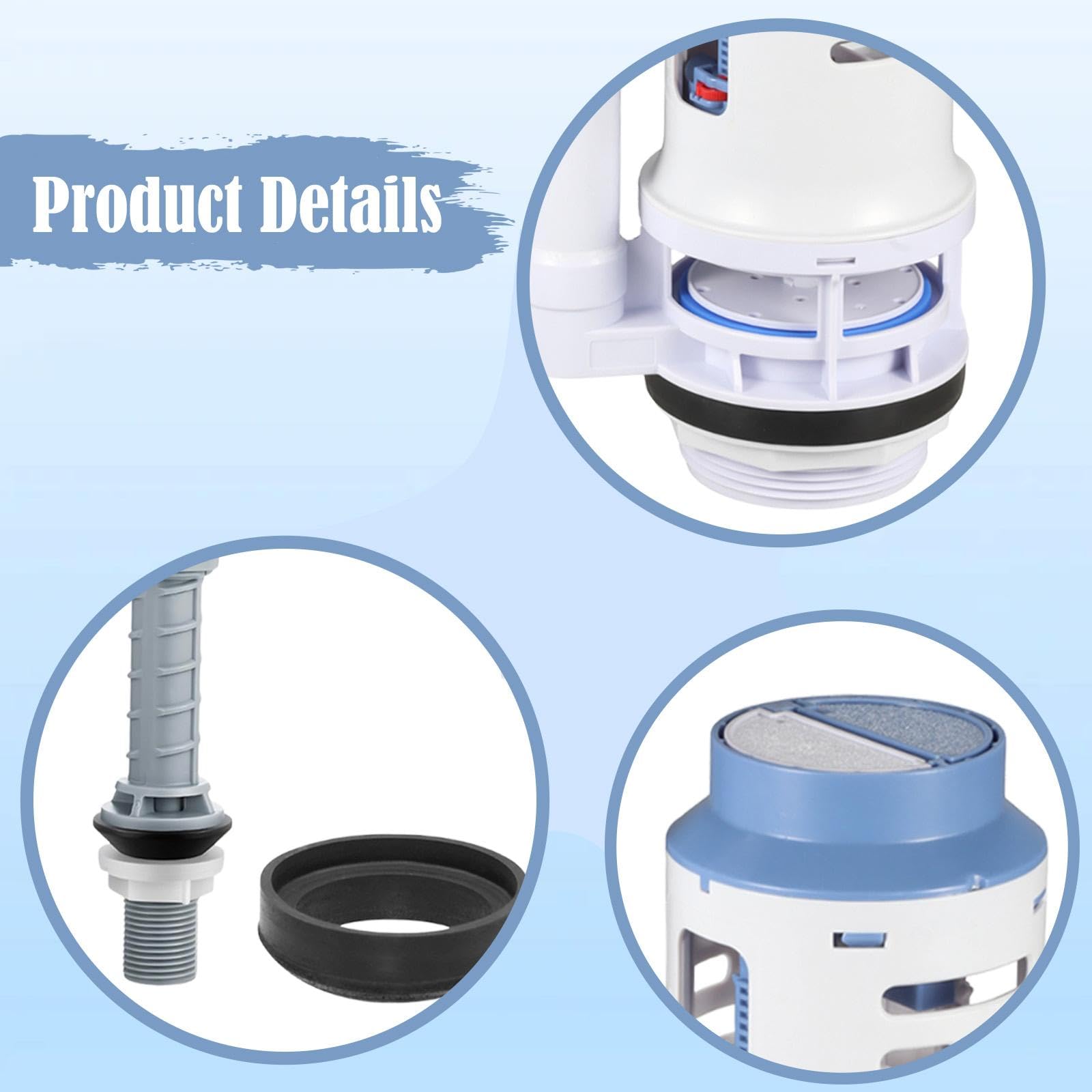MagiDeal Kit di riparazione per valvola di scarico doppia per WC, pulsante di facile installazione, guarnizione con bulloni, valvola di riempimento e scarico