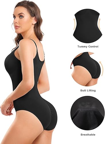 Vista 6 de Xibing Faja moldeadora para mujer, body con control de abdomen, sin mangas, ajustable, sin mangas