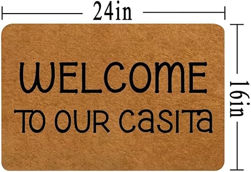Miniatura 3 de Felpudo de bienvenida a nuestra Casita para interiores y exteriores con parte trasera de goma, tapete antideslizante para puerta, fácil de limpiar,