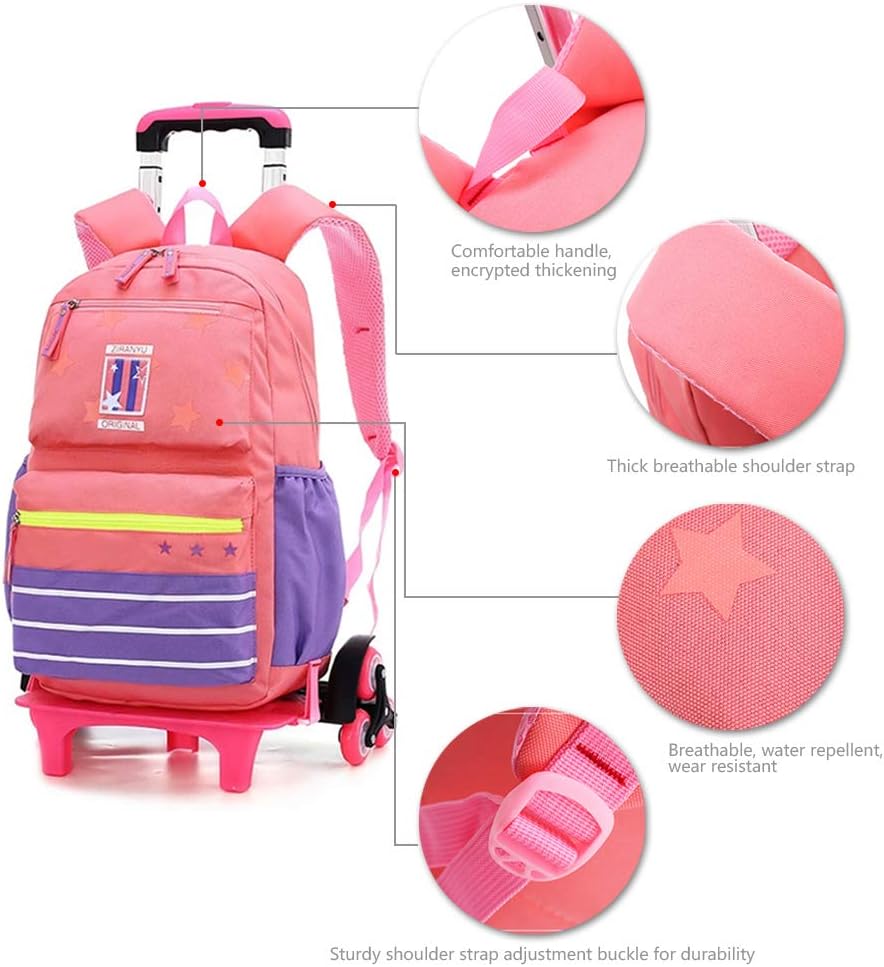 Up To 40% OFF ZEVONDA Kids Rolling Backpack - School Bag with Wheels, Pink, 30x14x44cm New Deal ZEVONDA Kids Rolling Backpack - School Bag with Wheels, Pink, 30x14x44cm