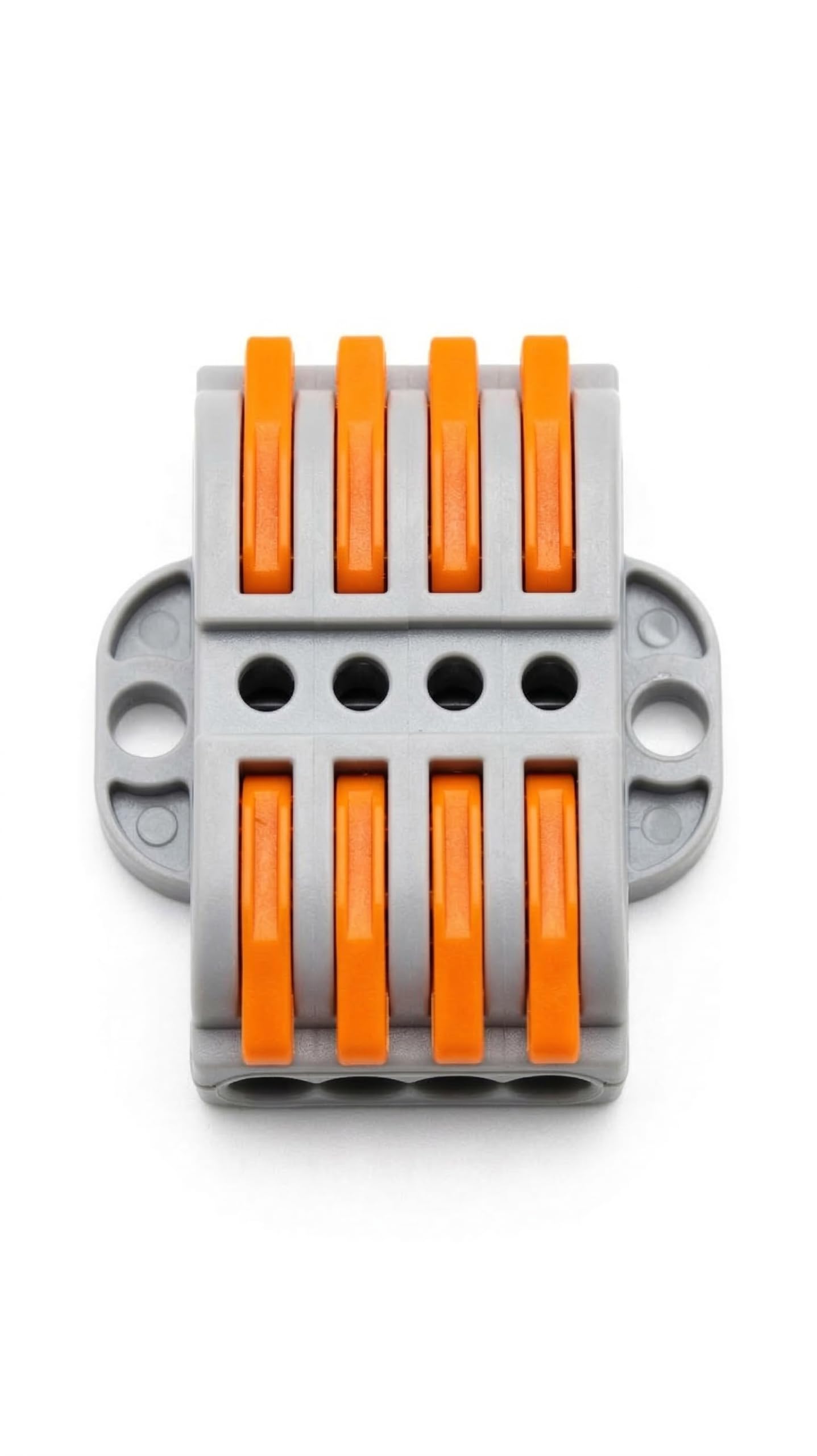 4-Way Lever Wire Connectors, Inline Quick Splice Electrical Terminals for 12-24 AWG Wires, Compact 4-in-4-out Connector with Screw Mounting Holes-image-27