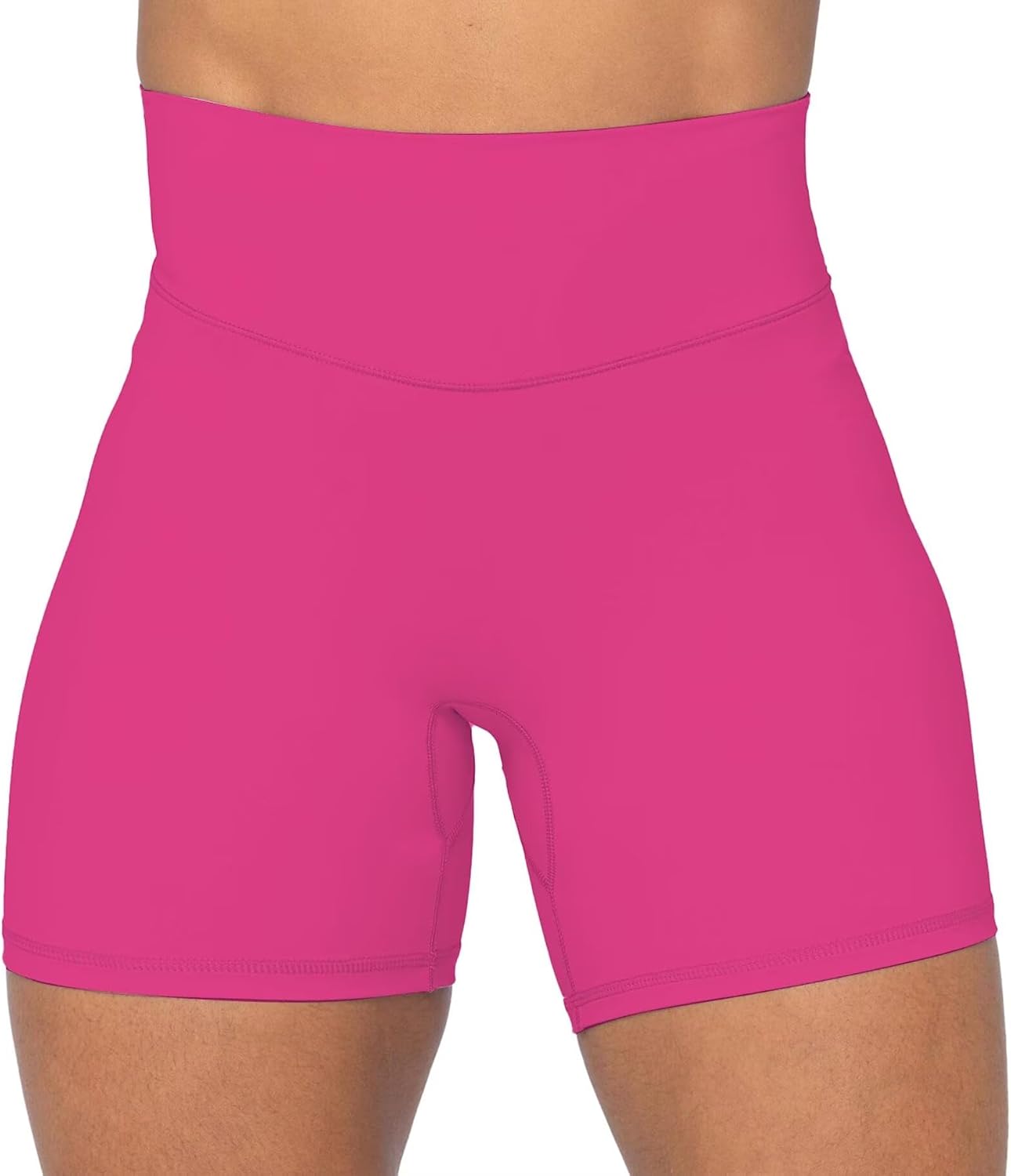 Sunzel No Front Seam High Waist Biker Shorts for Women, Squat Proof Yoga Workout Gym Bike Shorts 5" Inseam Hot Pink Large - Image 2