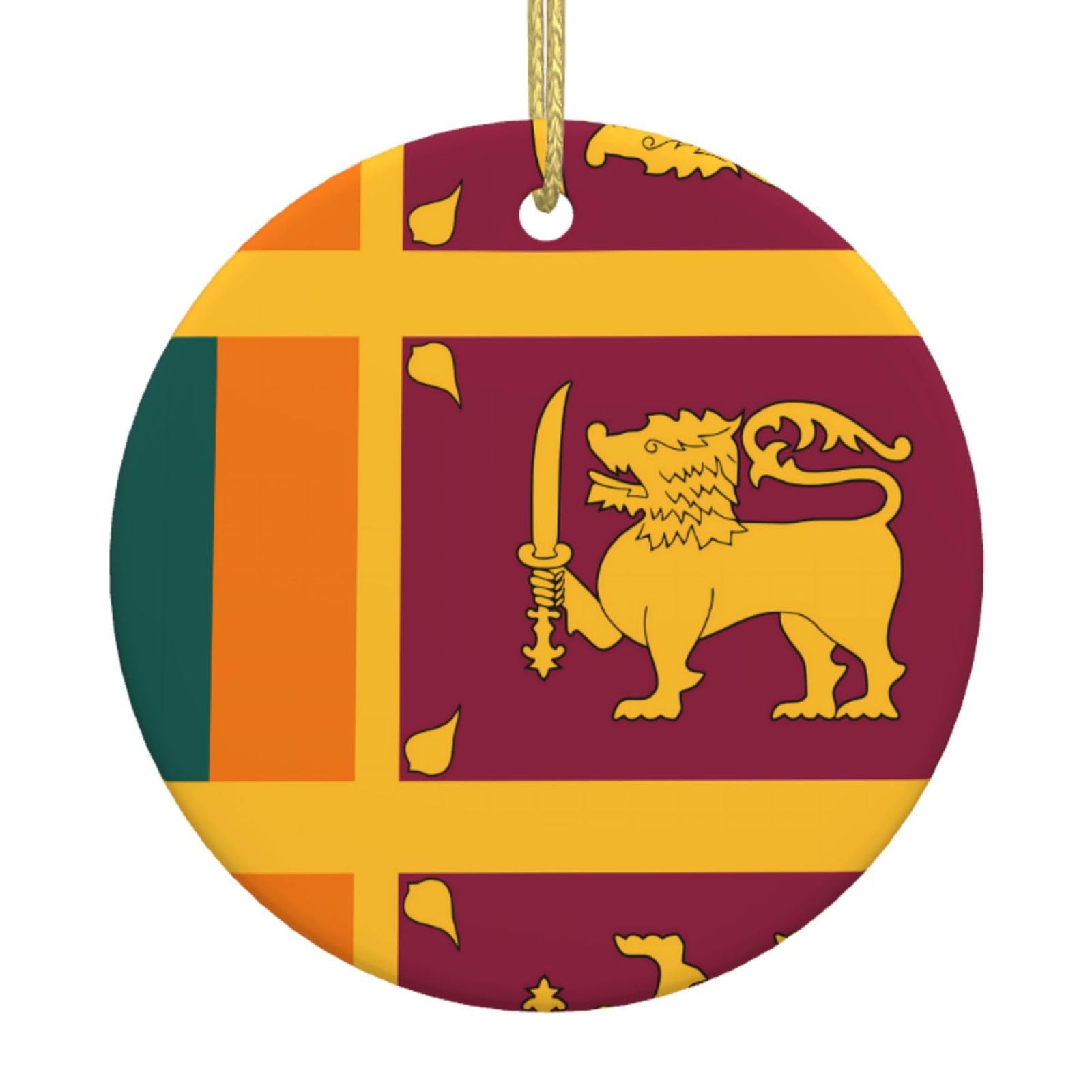 Sri Lanka Flag Printed Christmas Tree Ceramic Ornaments Holiday Decoration Christmas Unique Pendant for Christmas Party